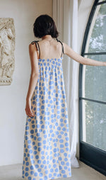 Load image into Gallery viewer, Polka Tie Strap Maxi Dress in Blue/Cream