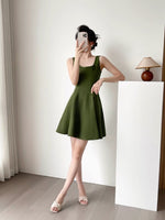Load image into Gallery viewer, Sleeveless Flare Mini Dress in Green