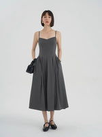 Load image into Gallery viewer, Tailored Pocket Cami Dress in Grey