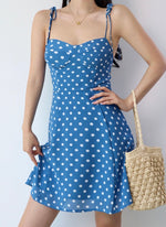 Load image into Gallery viewer, Polka Cami Tie Strap Mini Dress in Blue