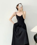 Load image into Gallery viewer, Twist Pocket Cami Maxi Dress in Black