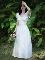 Load image into Gallery viewer, Puff Sleeve Pocket Maxi Dress in White