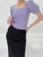 Load image into Gallery viewer, Ribbed Puff Sleeve Top in Purple