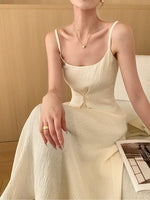 Load image into Gallery viewer, Crepe Cami Button Dress in Cream