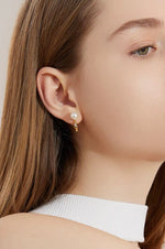 Load image into Gallery viewer, Pearl Diamante Loop Earrings