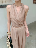 Load image into Gallery viewer, Tencel Wrap Top + Trousers Set in Brown