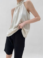 Load image into Gallery viewer, Ruffle High Neck Top in Beige