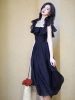 Load image into Gallery viewer, Tencel Blend 2-Way Ruffle Dress in Black