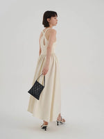 Load image into Gallery viewer, Cross Loop Back Tank Maxi Dress in Beige