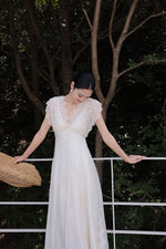 Load image into Gallery viewer, Tencel Eyelet Empire Maxi Dress in Cream