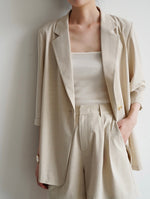 Load image into Gallery viewer, Midi Sleeve Summer Blazer in Beige