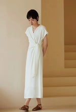 Load image into Gallery viewer, 2-Way Textured Tie Dress in White