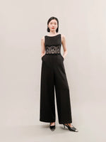 Load image into Gallery viewer, Lace Cutout Pocket Maxi Jumpsuit in Black