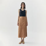 Load image into Gallery viewer, Fern Suede Midi Skirt in Brown