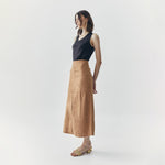Load image into Gallery viewer, Fern Suede Midi Skirt in Brown