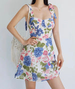 Load image into Gallery viewer, Lanzarote Floral Tie Strap Mini Dress in Print