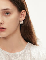 Load image into Gallery viewer, Abstract Block Pearl Earrings