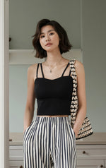 Load image into Gallery viewer, Padded Double Strap Cami Top in Black