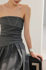 Load image into Gallery viewer, Bustier Top // Pocket Skirt Set in Grey