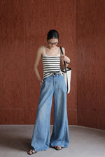 Load image into Gallery viewer, Double Strap Striped Stretch Camisole in White