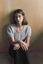 Load image into Gallery viewer, Korean Monche Alpaca Wool Short Cardigan Top in Grey