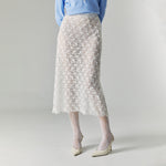 Load image into Gallery viewer, Floral See Thru Lace Skirt in White