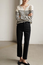 Load image into Gallery viewer, Light Knit Striped Cardigan in Cream