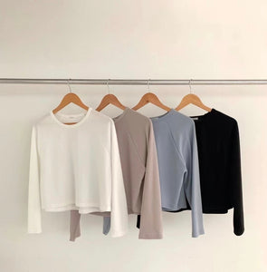 Korean Nocket Comfort Long Sleeve Top [4 Colours]