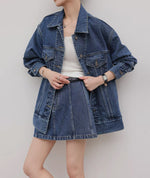 Load image into Gallery viewer, Line Denim Mini Skirt in Blue