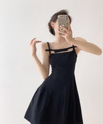 Load image into Gallery viewer, Cutout Bow Cami Mid Dress in Black