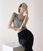 Load image into Gallery viewer, Cropped Fray Tweed Top in Grey
