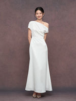 Load image into Gallery viewer, Toga Drape Flare Gown in White