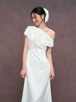 Load image into Gallery viewer, Toga Drape Flare Gown in White