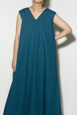 Load image into Gallery viewer, V Tent Dress in Teal Blue