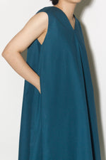 Load image into Gallery viewer, V Tent Dress in Teal Blue