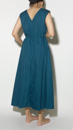 Load image into Gallery viewer, V Tent Dress in Teal Blue
