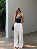 Load image into Gallery viewer, Wide Leg Twill Trousers in White- M
