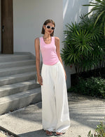 Load image into Gallery viewer, Wide Leg Twill Trousers in White- M