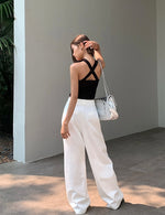 Load image into Gallery viewer, Wide Leg Twill Trousers in White- M