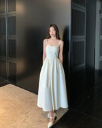 Load image into Gallery viewer, Padded Detachable Strap Bustier Dress in Cream