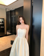 Load image into Gallery viewer, Padded Detachable Strap Bustier Dress in Cream