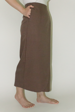 Load image into Gallery viewer, Japanese Twill Pocket Wrap Skirt in Brown
