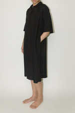 Load image into Gallery viewer, Tencel Cotton Button Collar Dress in Black
