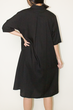 Load image into Gallery viewer, Tencel Cotton Button Collar Dress in Black