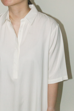 Load image into Gallery viewer, Tencel Cotton Button Collar Dress in White