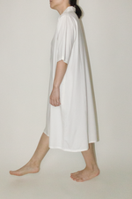 Load image into Gallery viewer, Tencel Cotton Button Collar Dress in White