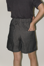 Load image into Gallery viewer, Cotton Denim Shorts in Black