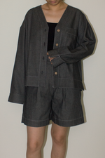 Load image into Gallery viewer, Cotton Denim Jacket in Black
