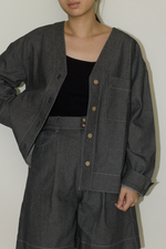 Load image into Gallery viewer, Cotton Denim Jacket in Black