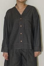 Load image into Gallery viewer, Cotton Denim Jacket in Black
